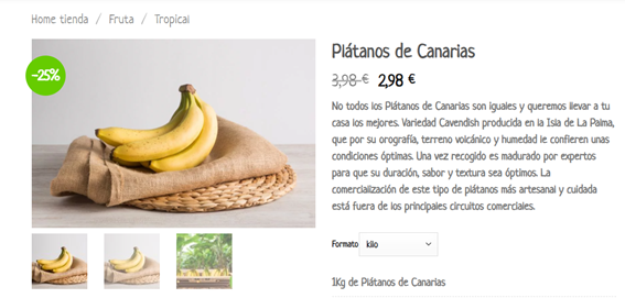 Ficha de producto Plátano de Canarias